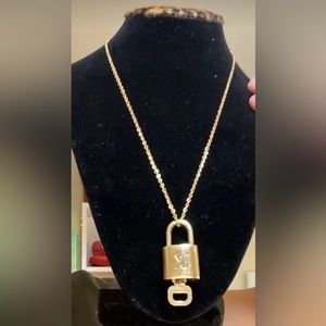 Louis Vuitton Lock & Key W 18" Gold Stainless Steel Necklace Pre-Loved